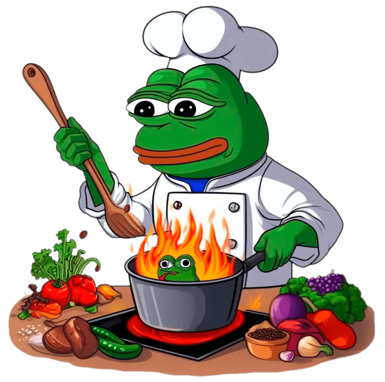 Pepe frog cooking something